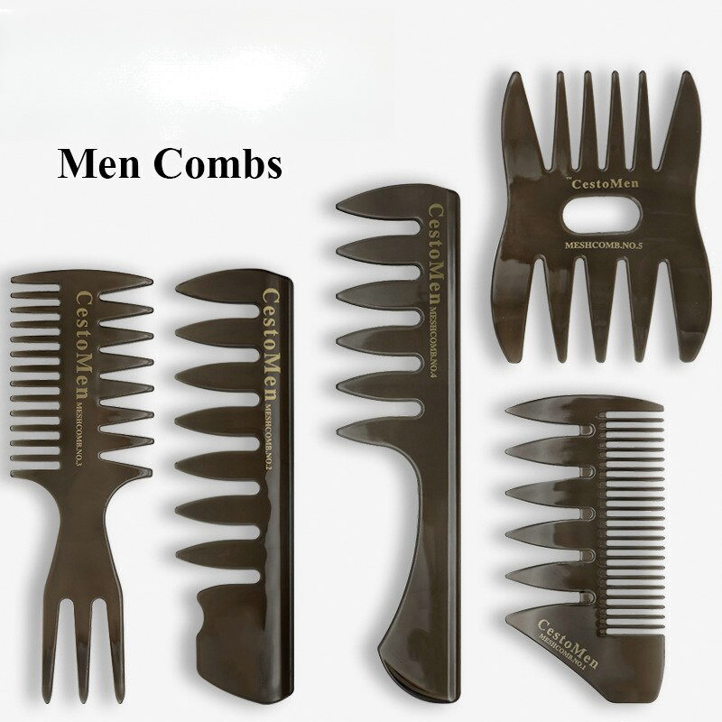 5 pezzi/set Pettine da parrucchiere a denti larghi per salone - Pettine da taglio professionale per barbiere - Pettini per taglio capelli