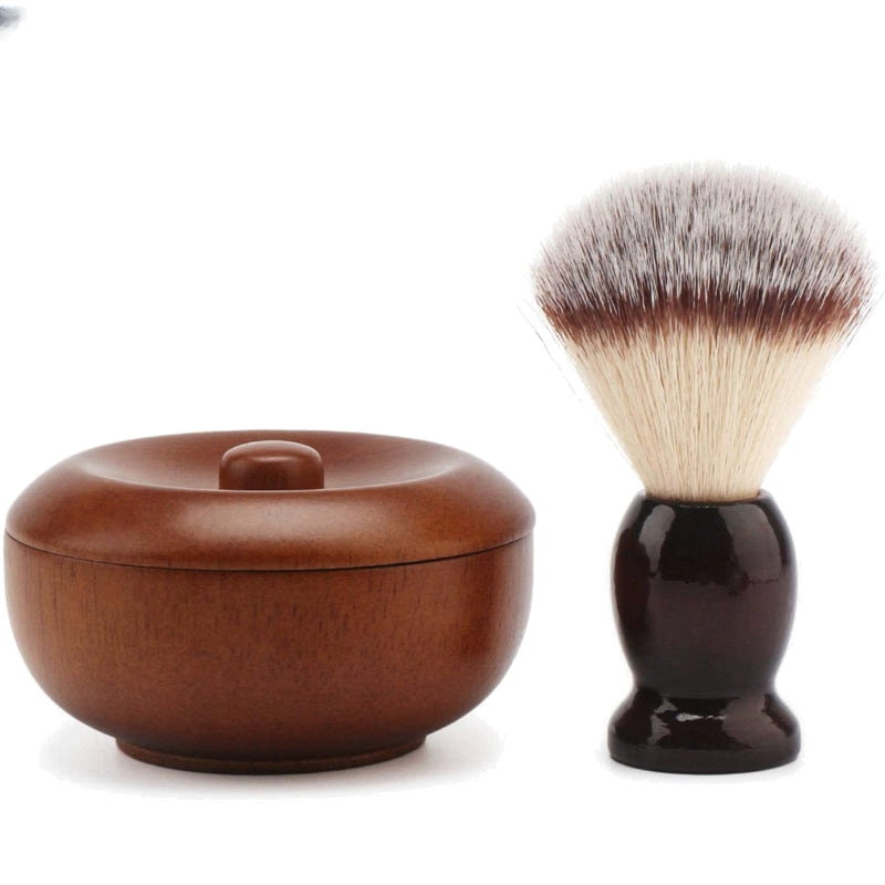Old Fashion Shave Lather Brush, Wooden Vintage Shave Mug with Lid - Professional Shaving Brush and Bowl - Shaving Brush And Bowl