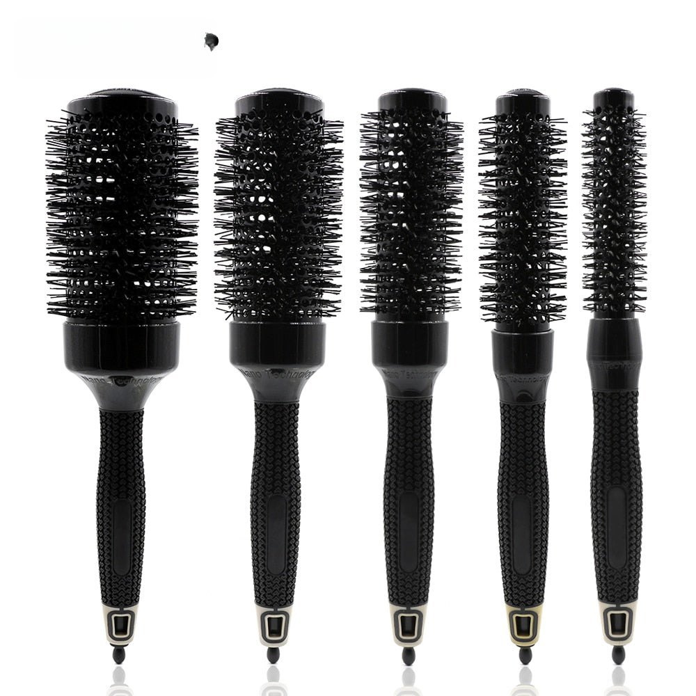 Black Anti Heat Ceramic Round Brush for Professional Hair Salon Use - Ceramic Round Brush