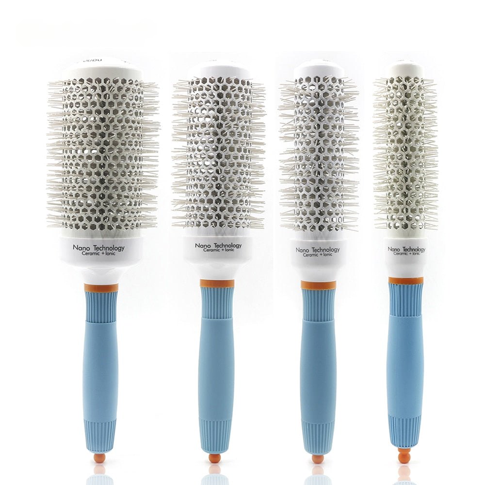 Blue Rubber Ceramic Round Brush for Professional Hair Salon Use - Ceramic Round Brush