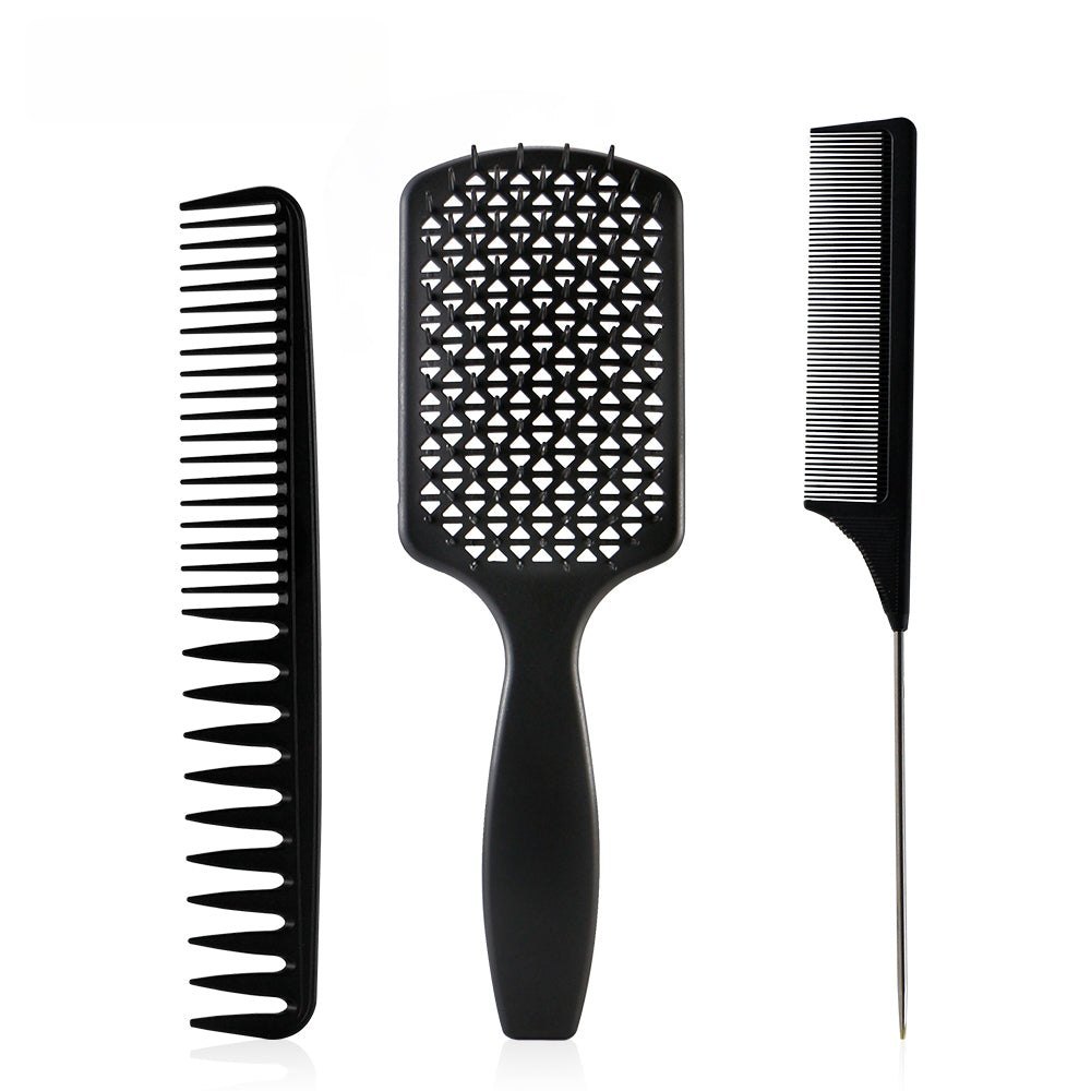 3pcs/set Black Detangle Brush Set 01 - Detangling Hair Brush for Salon Styling - Detangle Hair Brush
