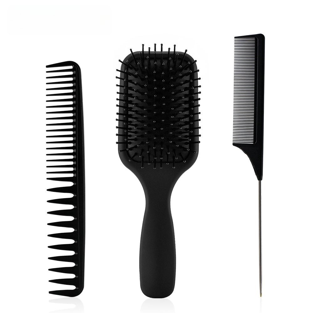 3pcs/set Black Detangle Brush Set 04 - Detangling Hair Brush for Salon Styling - Detangle Hair Brush