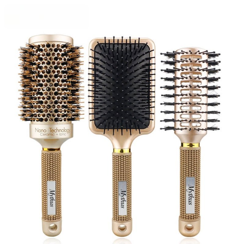 3pcs/Set Gold Detangle Brush Set 01 - Detangling Hair Brush for Salon Styling - Detangle Hair Brush