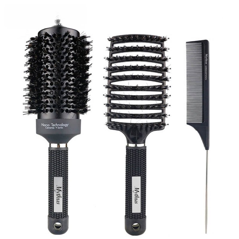 3pcs/Set Black Detangle Styling Brush Set 01 - Detangling Hair Brush for Salon Styling - Detangle Hair Brush