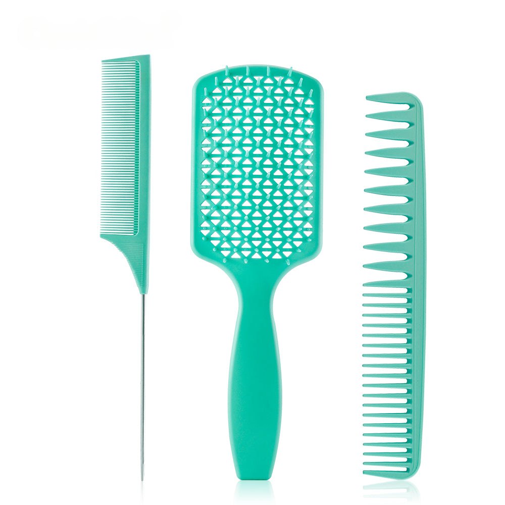 3pcs/set Green Detangle Brush Set 01 - Detangling Hair Brush for Salon Styling - Detangle Hair Brush