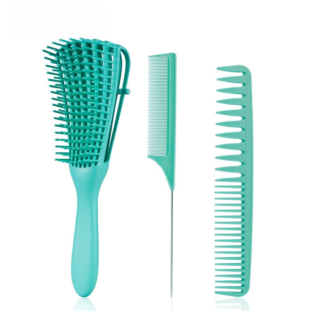 3pcs/set Green Detangle Brush Set 02 - Detangling Hair Brush for Salon Styling - Detangle Hair Brush