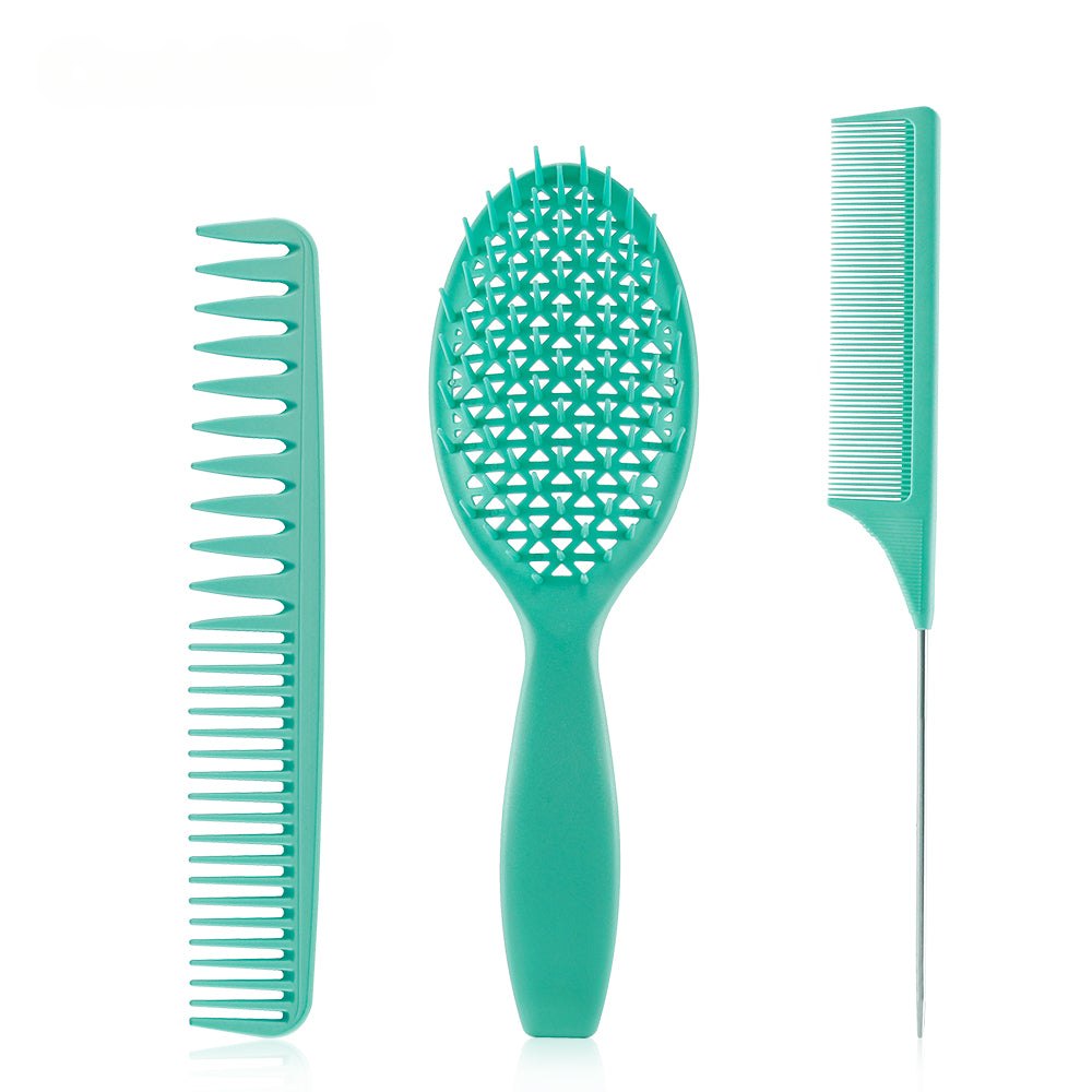 3pcs/set Green Detangle Brush Set 03 - Detangling Hair Brush for Salon Styling - Detangle Hair Brush