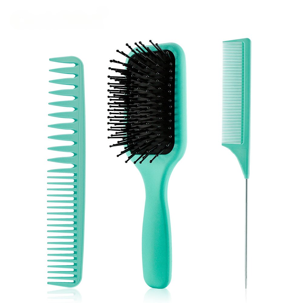 3pcs/set Green Detangle Brush Set 04 - Detangling Hair Brush for Salon Styling - Detangle Hair Brush
