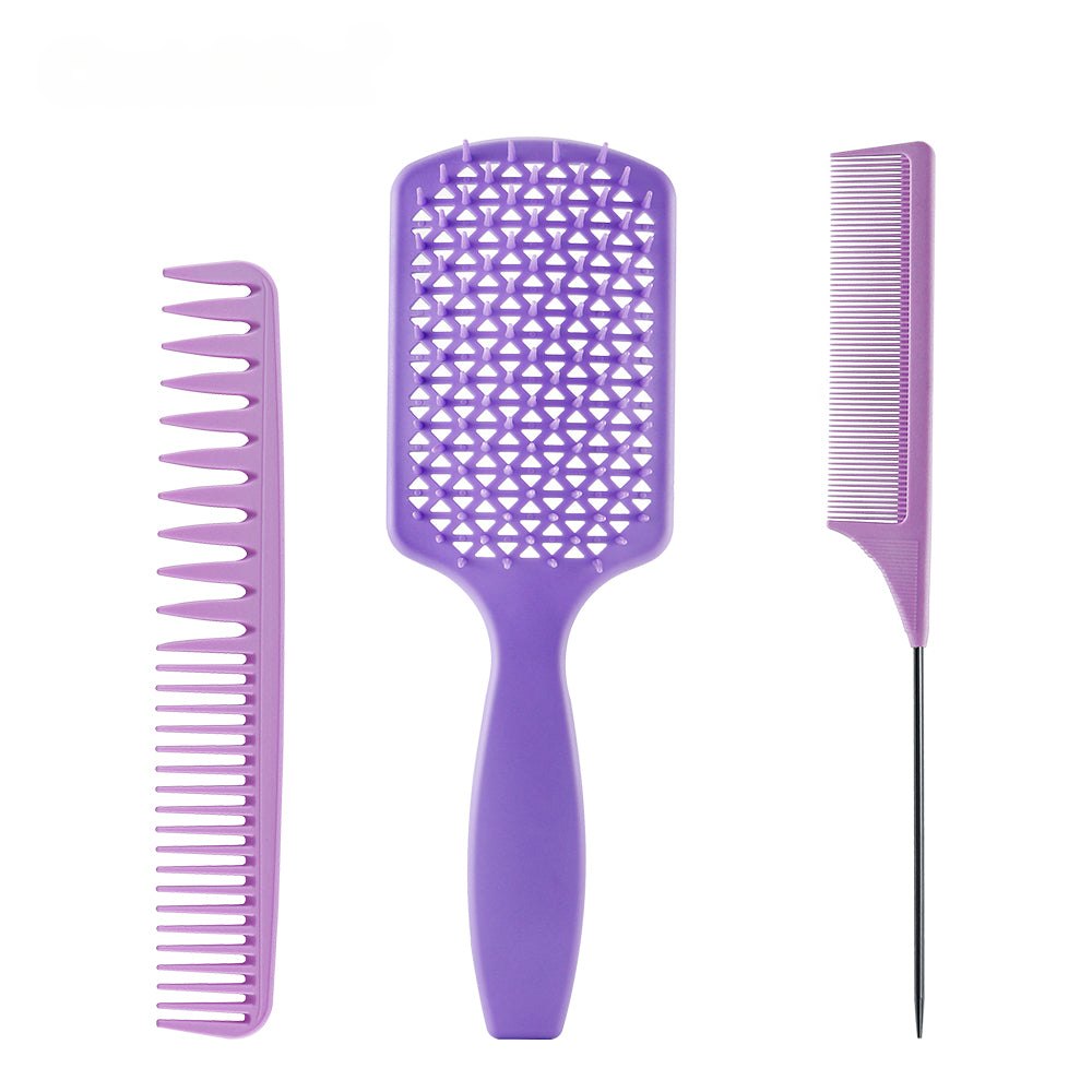 3pcs/set Purple Detangle Brush Set 01 - Detangling Hair Brush for Salon Styling - Detangle Hair Brush