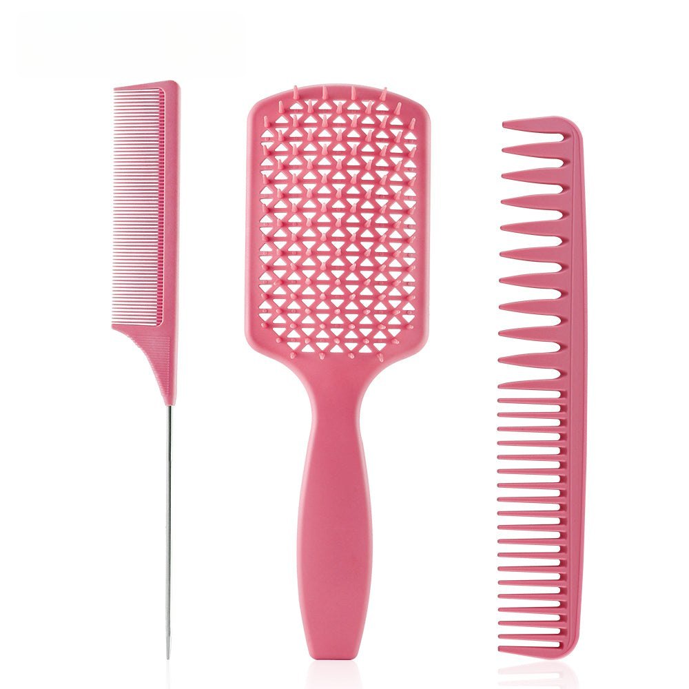 3pcs/set Pink Detangle Brush Set 01 - Detangling Hair Brush for Salon Styling - Detangle Hair Brush