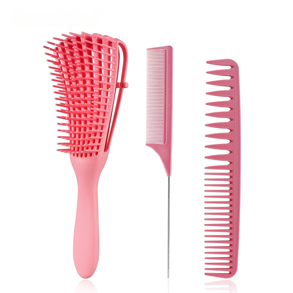 3pcs/set Pink Detangle Brush Set 02 - Detangling Hair Brush for Salon Styling - Detangle Hair Brush