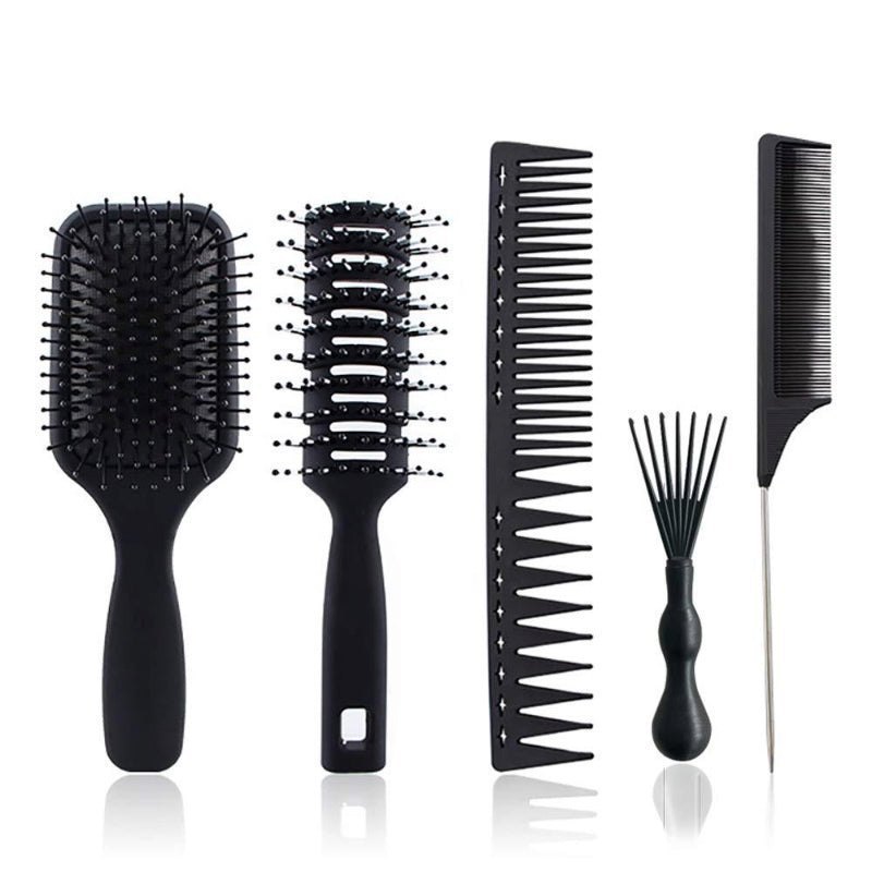 5Pcs Paddle Hair Brush, Detangling Brush and Hair Comb Set - Detangling Hair Brush for Salon Styling - Detangle Hair Brush