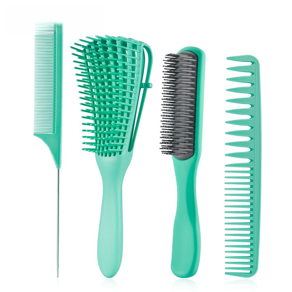 Green 4pcs/Set Detangle Brush Set - Detangling Hair Brush for Salon Styling - Detangle Hair Brush