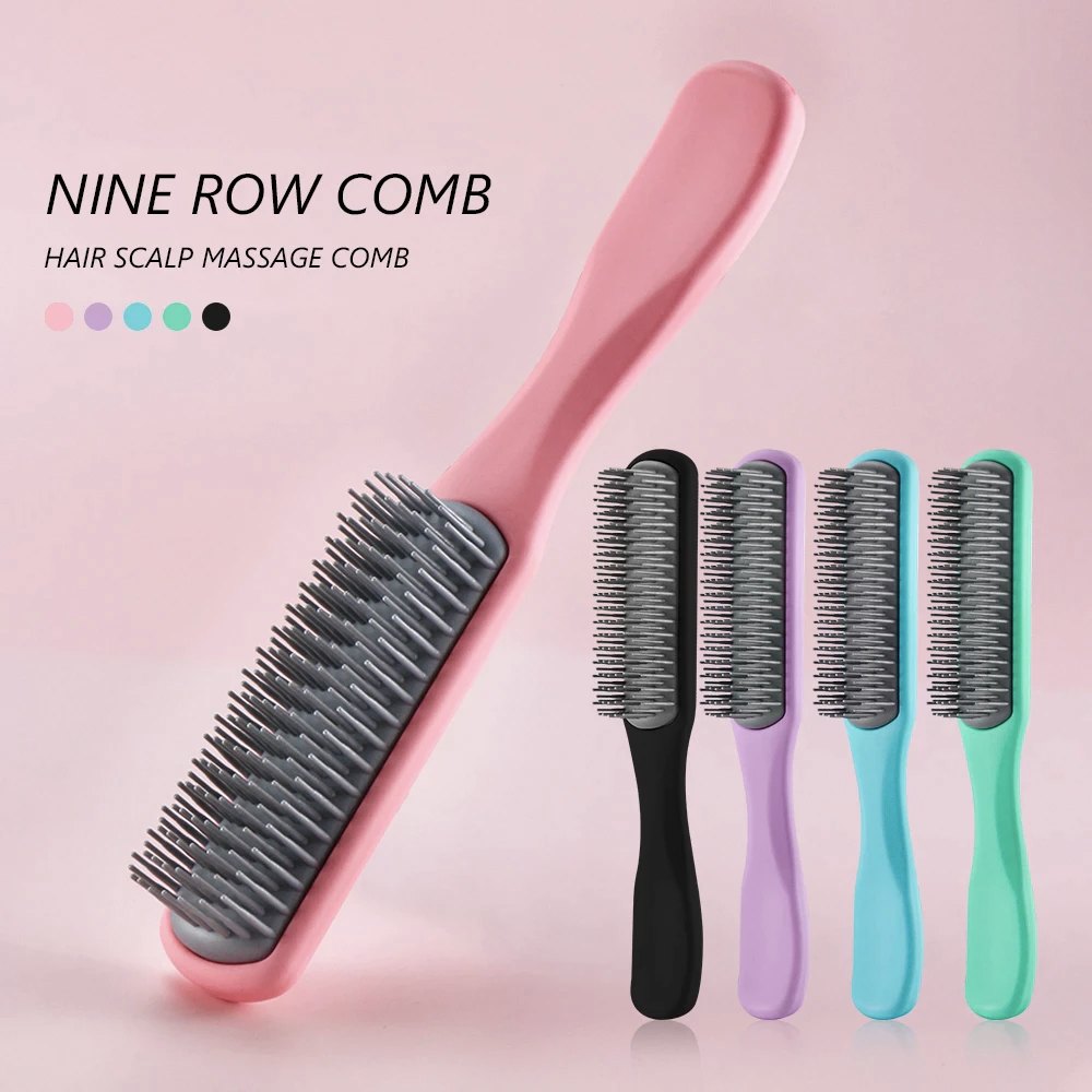 ™ 9 Row Massage Scalp Brush - Detangling Hair Brush for Salon Styling - Detangle Hair Brush