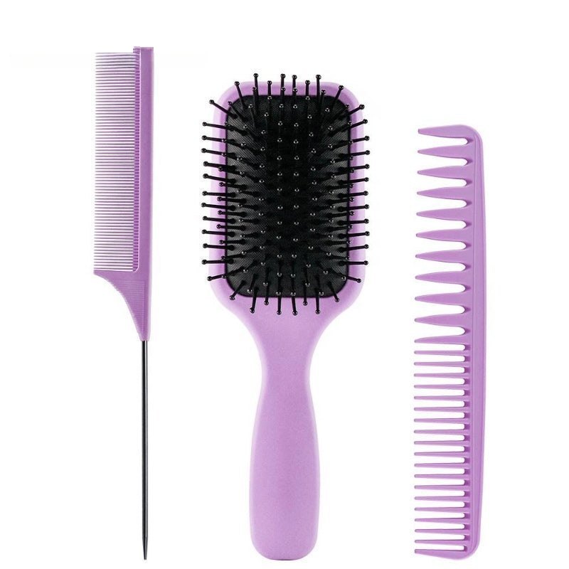 3pcs/set Purple Detangle Brush Set 04 - Detangling Hair Brush for Salon Styling - Detangle Hair Brush