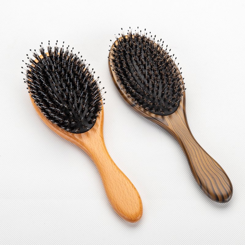 Zelkova Boar Bristle Hair Brush 2 Colors - Detangling Hair Brush for Salon Styling - Detangle Hair Brush