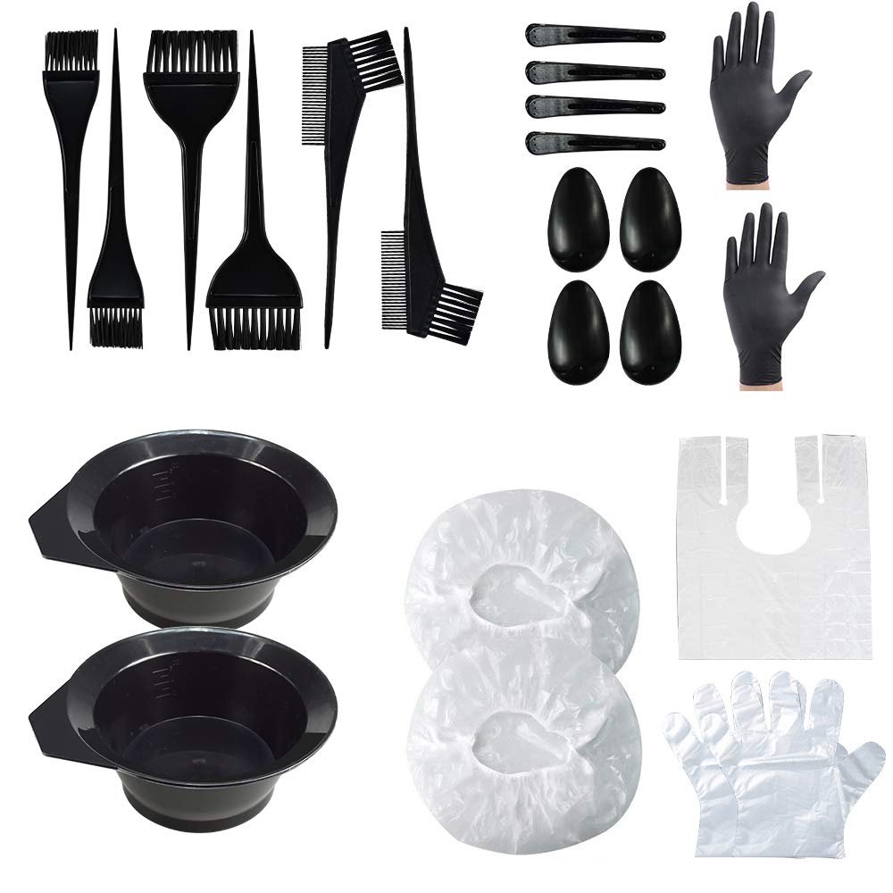 24 Pcs Hair Dye Coloring Kit - Hair Coloring Tools Kit for Salon Dyeing - Hair Coloring Tools Set