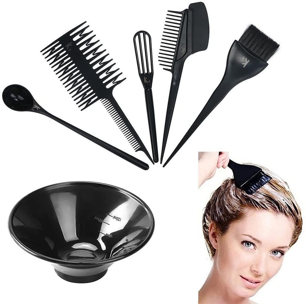 6pcs Professional Hair Dye Color Tool Kit - Hair Coloring Tools Kit for Salon Dyeing - Hair Coloring Tools Set