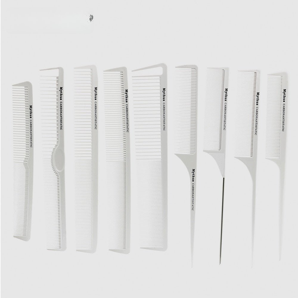 10 Designs White Hairdressing Carbon Comb Set - Professional Hair Cutting Comb Set - Hair Cutting Comb Set