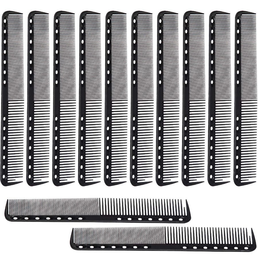 12 Pieces Carbon Fine Cutting Comb Set - Professional Hair Cutting Comb Set - Hair Cutting Comb Set