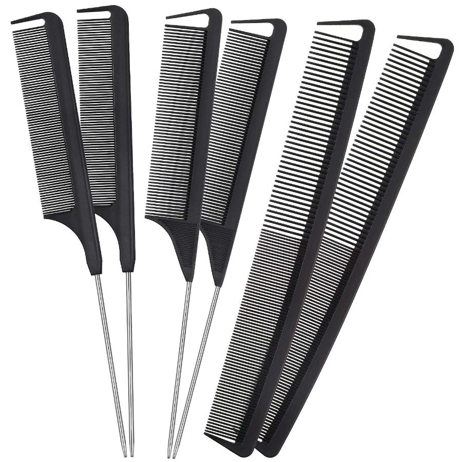 6-teiliger Scheitelkamm Rattenschwanz-Haarkamm-Set - Professionelles Haarschneidekamm-Set - Haarschneidekamm-Set