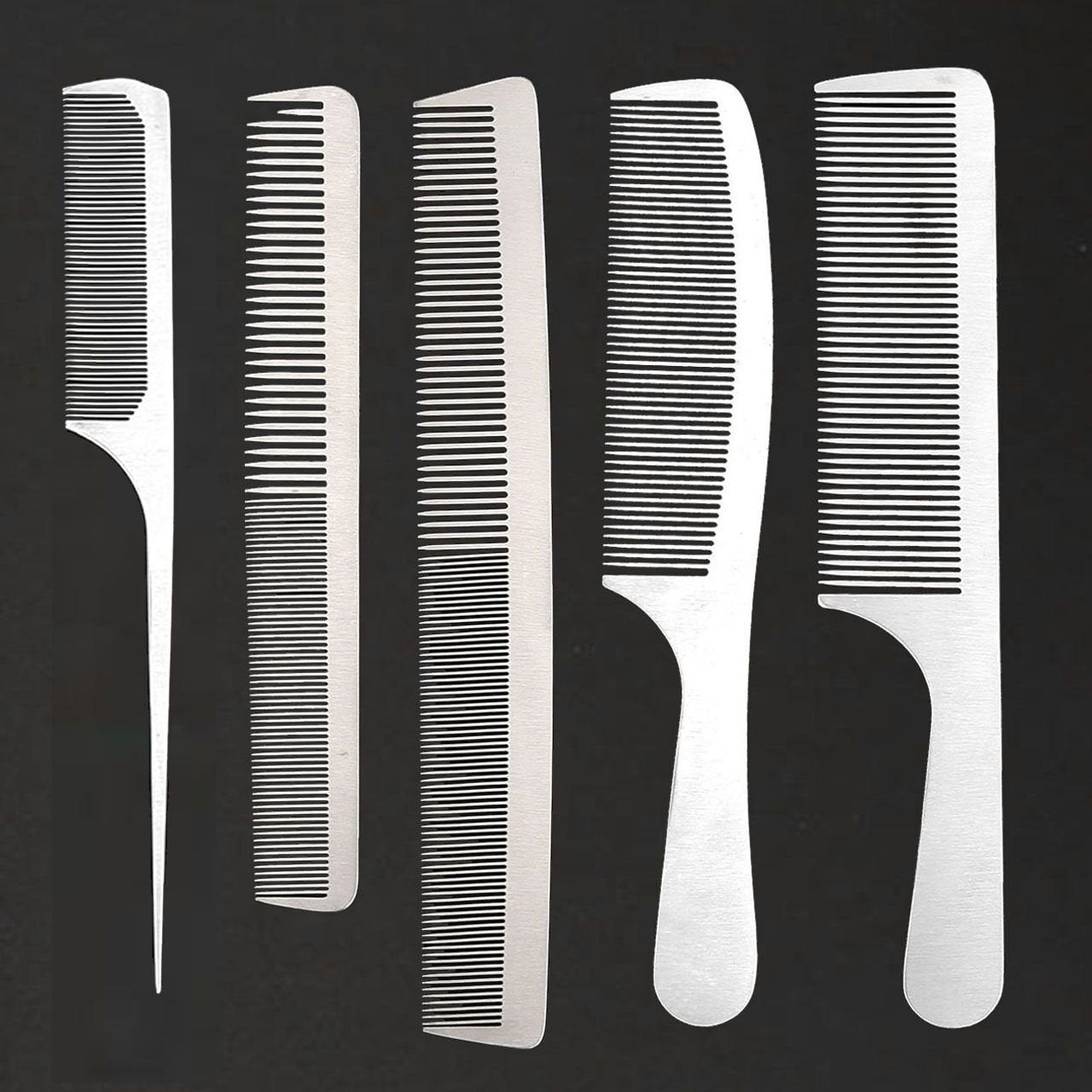 5 Packs Metal Barber Comb Set with Bag - Professional Hair Cutting Comb Set - Hair Cutting Comb Set